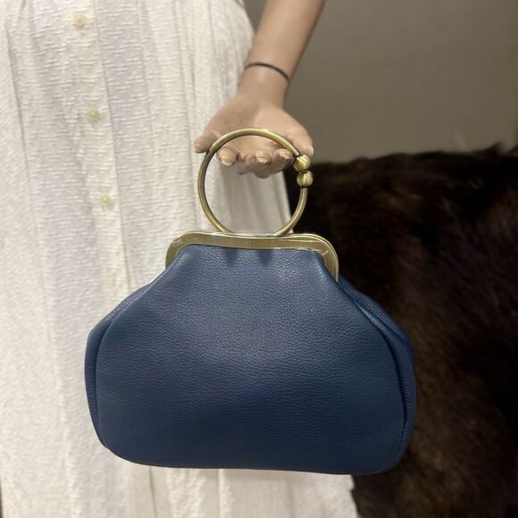 Unique Style Handmade Genuine Pebble Leather Top Handle Kiss-lock Bag/Crossbody - Picture 2 of 14